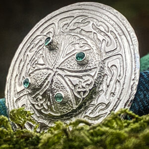 Sterling silver with emeralds, Celtic brooch