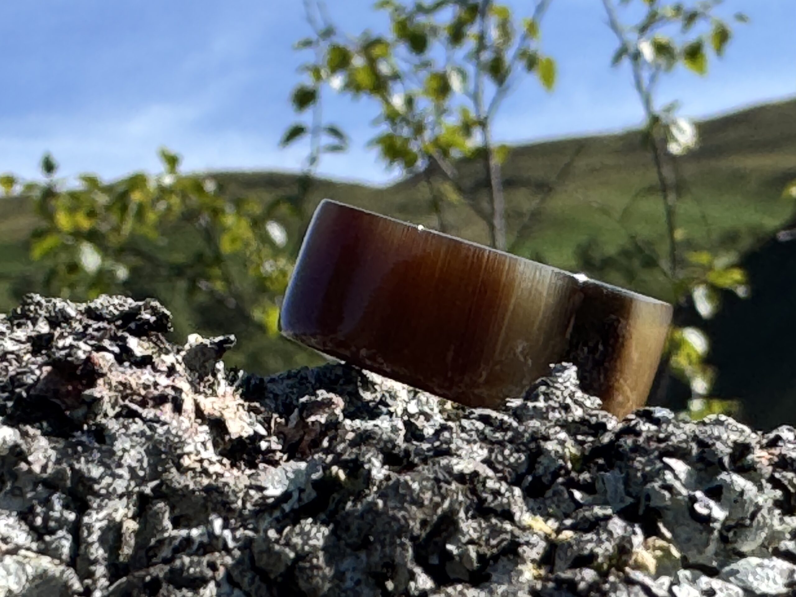 10mm wide Highland Cow Horn & Sterling Silver Ring - Image 4