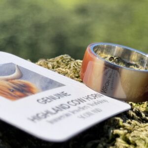 10mm wide Highland Cow Horn & Sterling Silver Ring