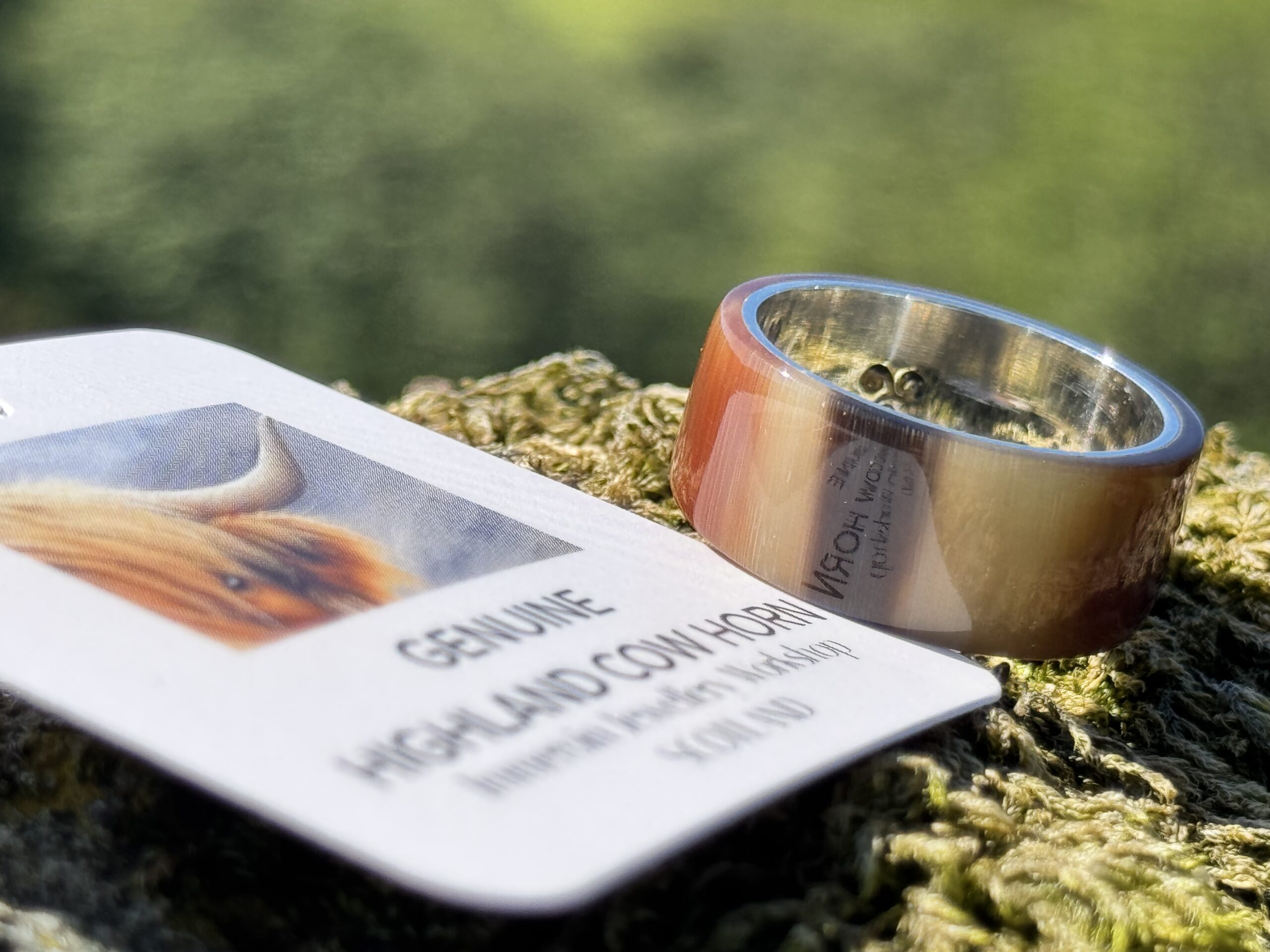 10mm wide Highland Cow Horn & Sterling Silver Ring