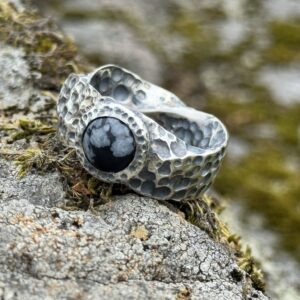Twist  Oxidised Ring & Obsidian