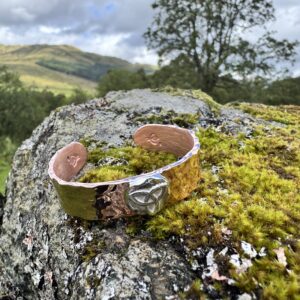 Copper Cuff with Silver Celtic Symbol