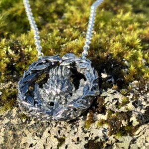 Scottish Thistle and Laurel Leaf Pendant