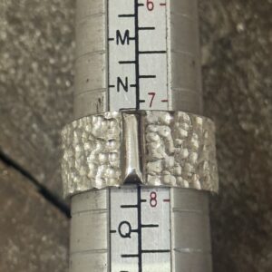 Silver textured ring with silver bar
