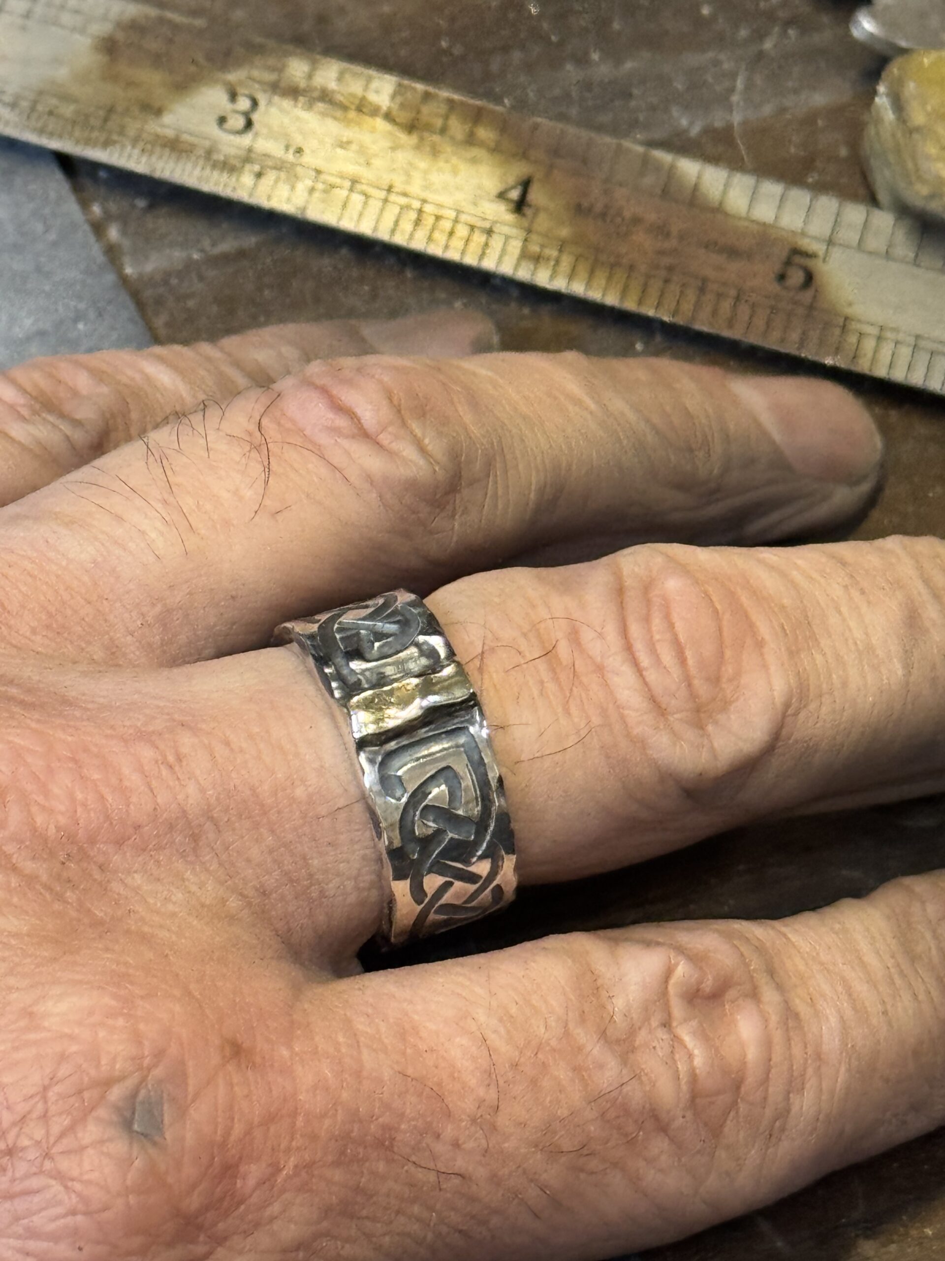 Rustic Celtic Silver Ring - Image 6