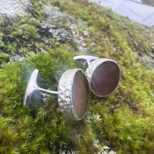 Silver and Highland Cow Horn Cufflinks